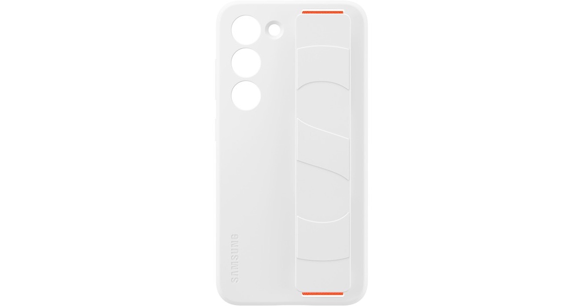 SAMSUNG Silicone Grip Case, Schutzhülle(weiß/orange, Samsung Galaxy S23)