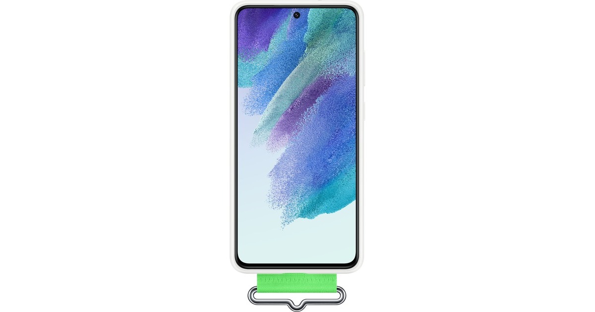 SAMSUNG Silicone cover with Strap, Handyhülle(weiß, Samsung Galaxy S21 FE 5G)