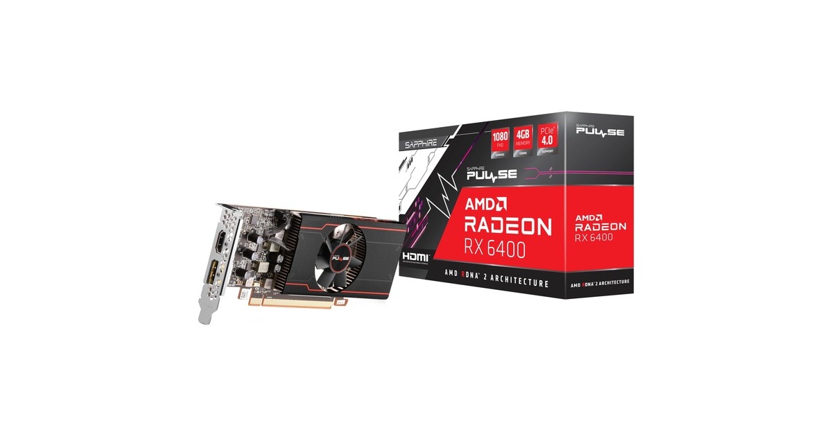 SAPPHIRE Radeon RX 6400 PULSE GAMING, Grafikkarte(RDNA 2, GDDR6, 1x DisplayPort, 1x HDMI)
