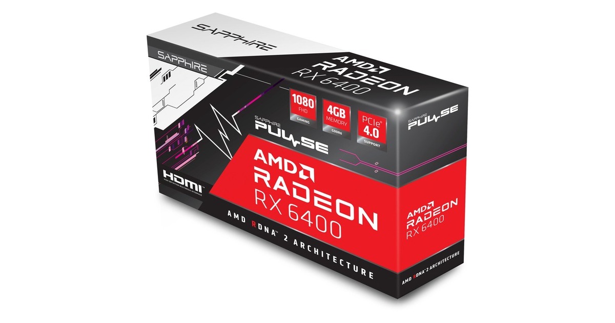 SAPPHIRE Radeon RX 6400 PULSE GAMING, Grafikkarte(RDNA 2, GDDR6, 1x DisplayPort, 1x HDMI)