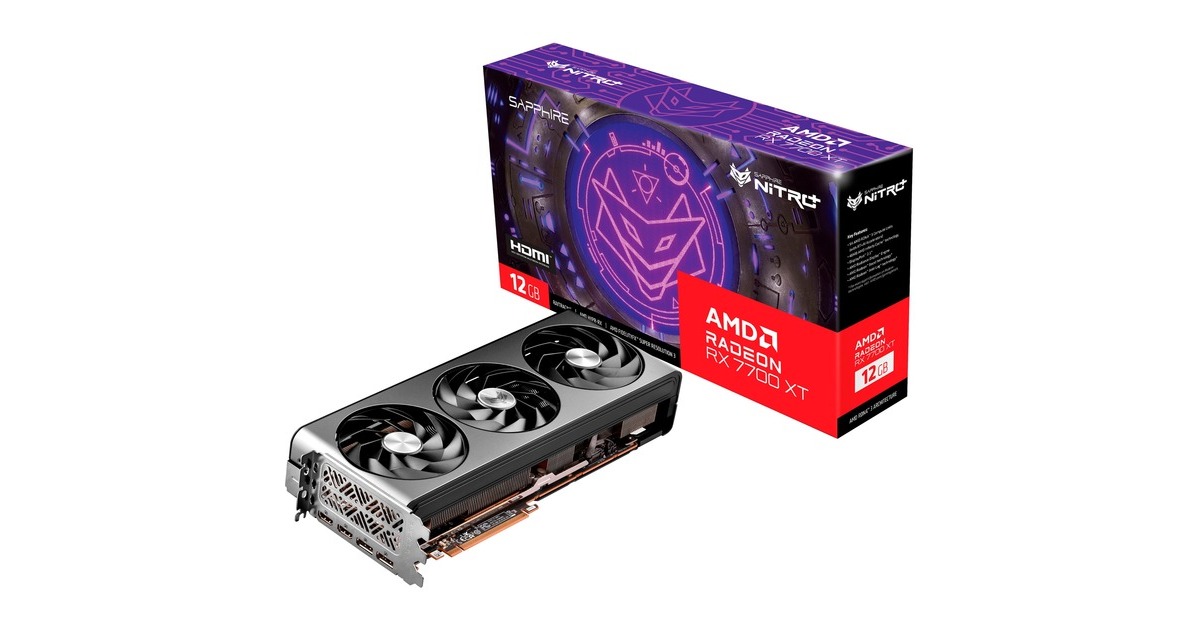 SAPPHIRE Radeon RX 7700 XT NITRO+ GAMING OC 12G, Grafikkarte(RDNA 3, GDDR6, 2x DisplayPort, 2x HDMI 2.1)