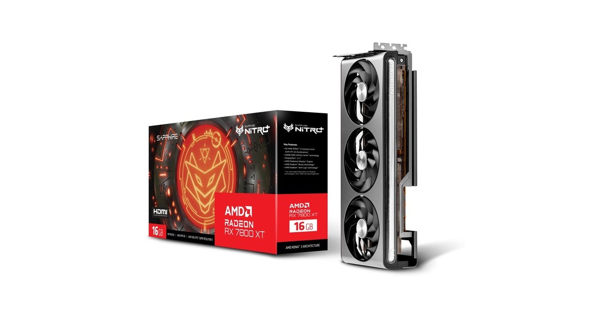 SAPPHIRE Radeon RX 7800 XT NITRO+ GAMING OC 16G, Grafikkarte(RDNA 3, GDDR6, 2x DisplayPort, 2x HDMI 2.1)