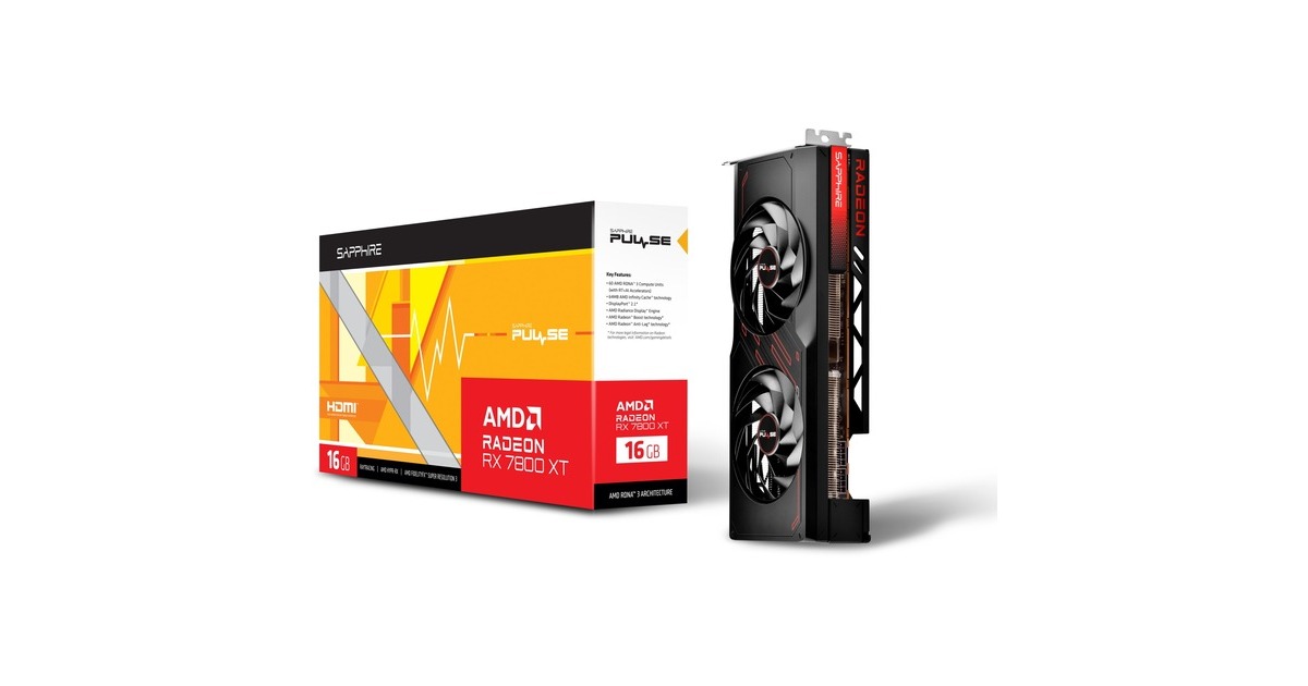 SAPPHIRE Radeon RX 7800 XT PULSE GAMING 16G, Grafikkarte(RDNA 3, GDDR6, 2x DisplayPort, 2x HDMI 2.1)