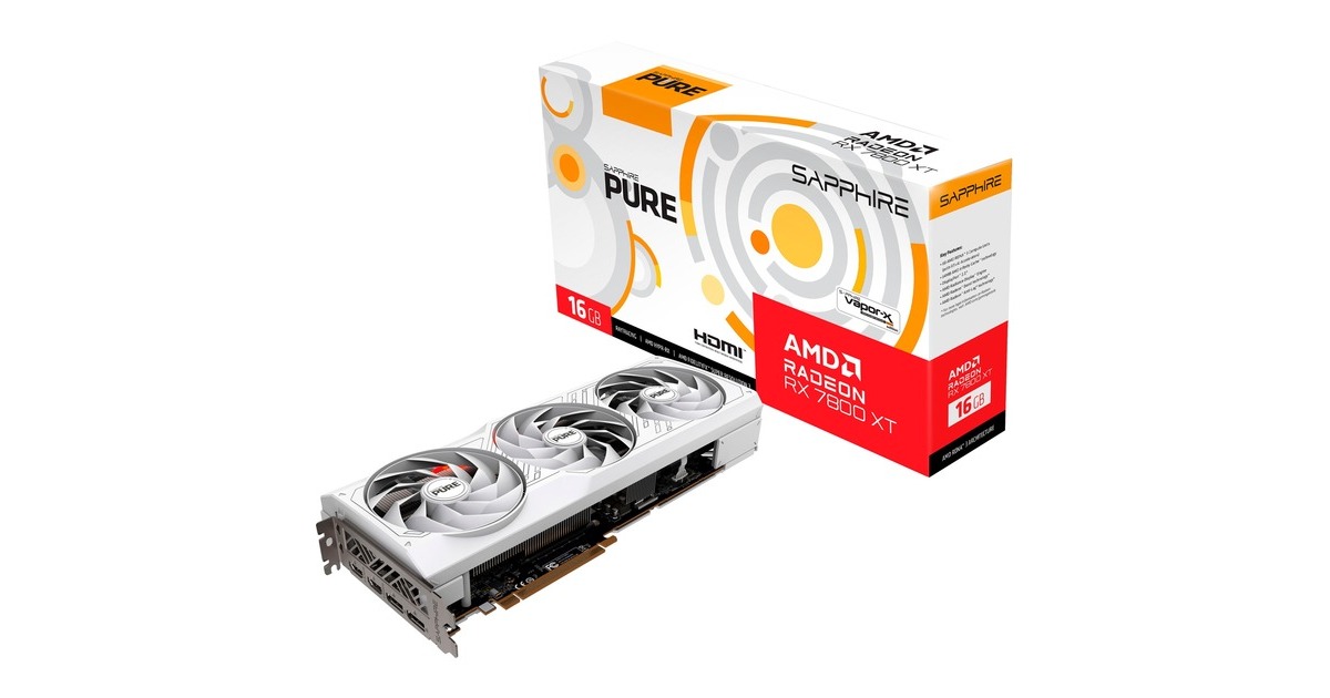 SAPPHIRE Radeon RX 7800 XT PURE GAMING OC 16G, Grafikkarte(weiß, RDNA 3, GDDR6, 2x DisplayPort, 2x HDMI 2.1) SAPPHIRE Radeon RX 7800 XT PURE GAMING OC 16G, Grafikkarte(weiß, RDNA 3, GDDR6, 2x DisplayPort, 2x HDMI 2.1)