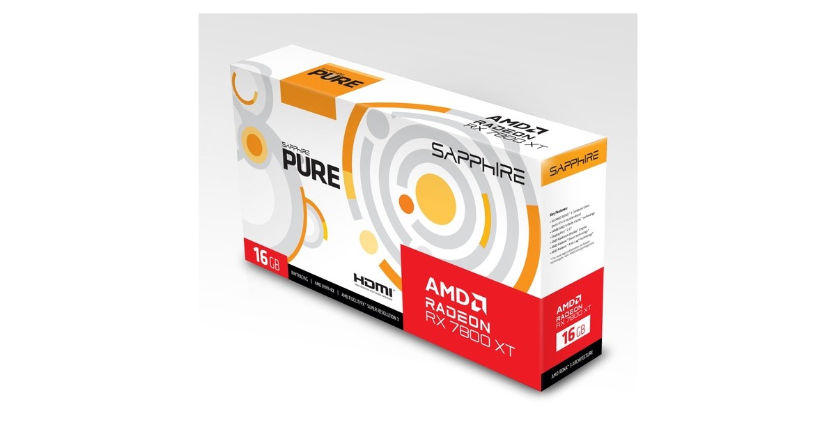 SAPPHIRE Radeon RX 7800 XT PURE GAMING OC 16G, Grafikkarte(weiß, RDNA 3, GDDR6, 2x DisplayPort, 2x HDMI 2.1)