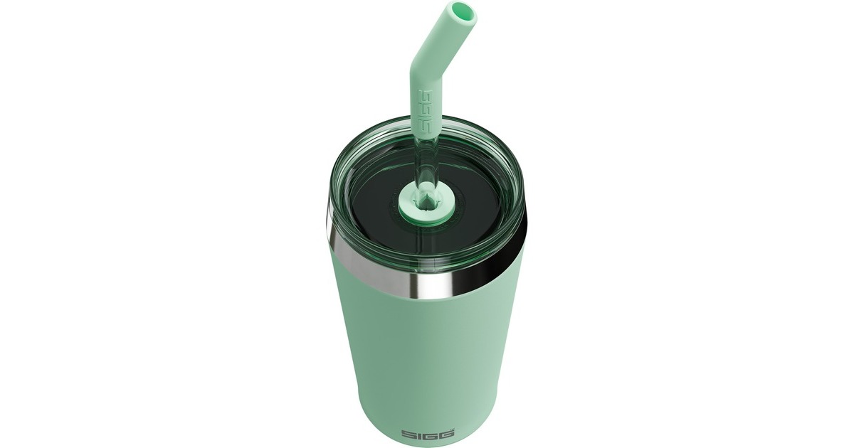 SIGG Kaffeebecher Helia Milky Green 0,45L, Thermobecher(hellgrün, mit Trinkhalm)