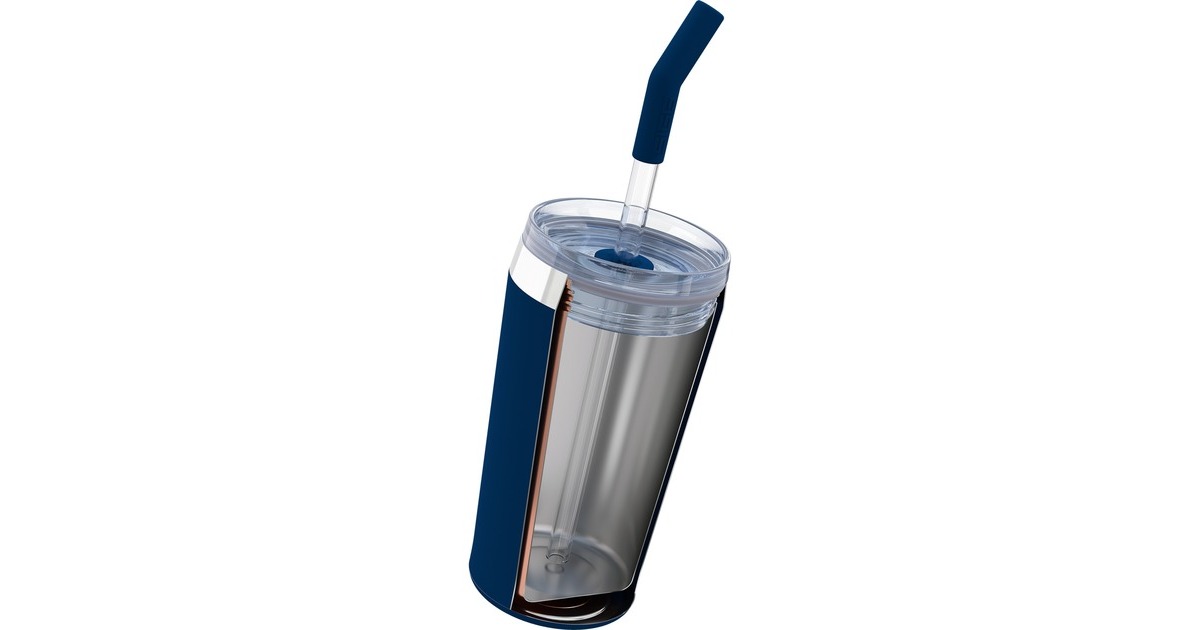 SIGG Kaffeebecher Helia Night Ink 0,45L, Thermobecher(dunkelblau, mit Trinkhalm)