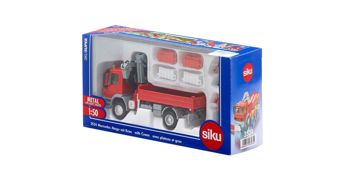 SIKU SUPER Mercedes Atego mit Kran, Modellfahrzeug(rot)
