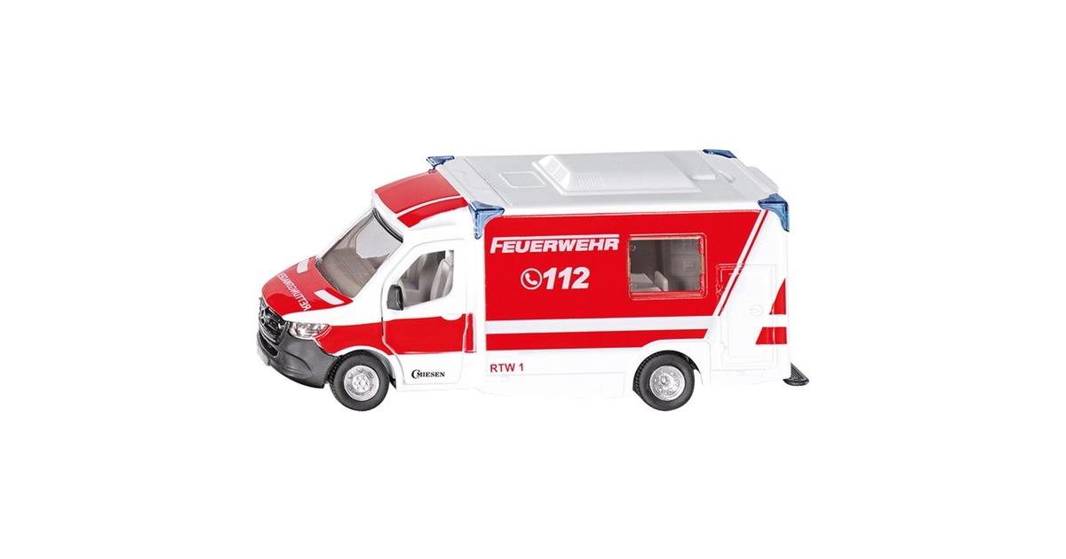 SIKU SUPER Mercedes-Benz Sprinter Miesen Typ C Rettungswagen, Modellfahrzeug(rot/weiß)