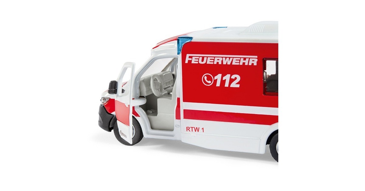 SIKU SUPER Mercedes-Benz Sprinter Miesen Typ C Rettungswagen, Modellfahrzeug(rot/weiß)