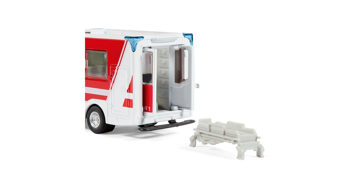 SIKU SUPER Mercedes-Benz Sprinter Miesen Typ C Rettungswagen, Modellfahrzeug(rot/weiß)