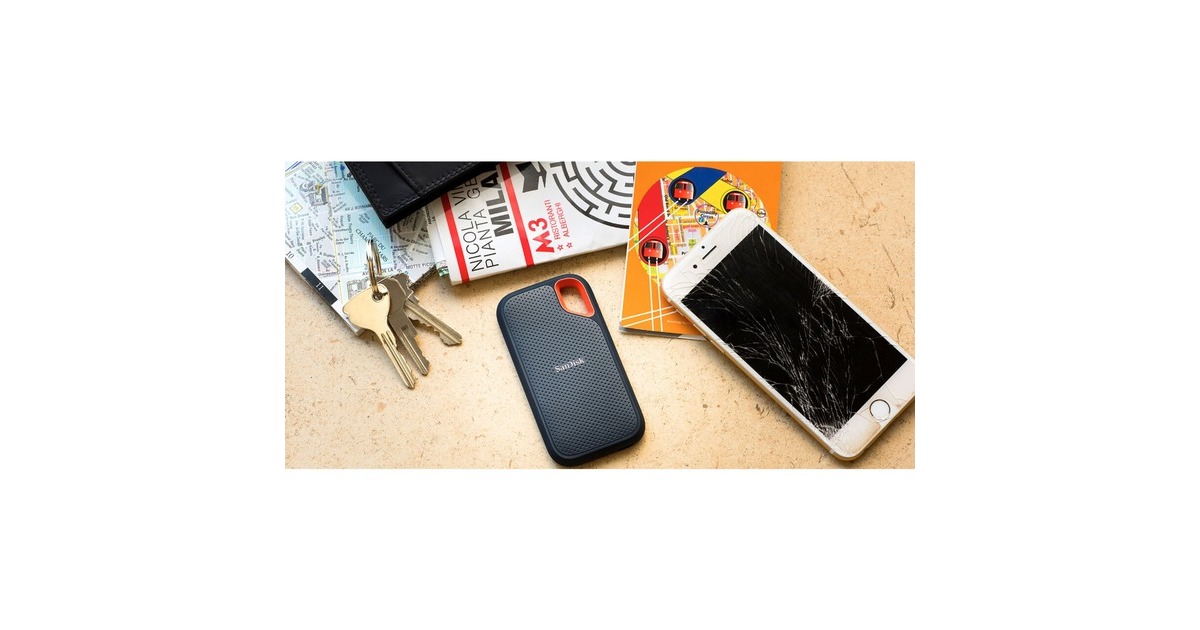 SanDisk Extreme Portable SSD V2 2 TB, Externe SSD(schwarz/orange, USB-C 3.2 Gen 2 (10 Gbit/s))