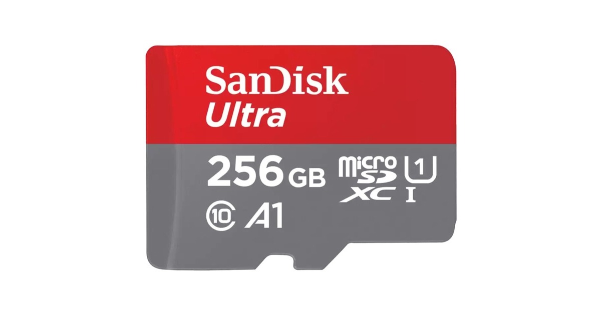SanDisk Ultra 256 GB microSDXC, Speicherkarte(grau/rot, UHS-I U1, Class 10, A1)