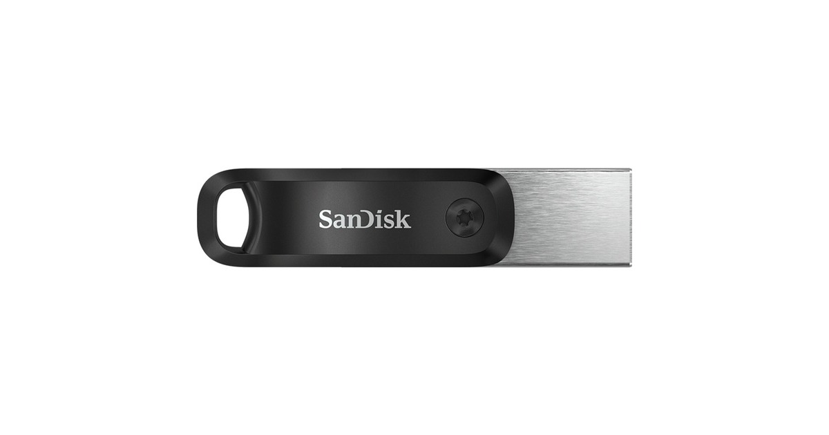 SanDisk iXpand Go 128 GB, USB-Stick(schwarz/silber, USB-A 3.2 Gen 1, Apple Lightning Connector)