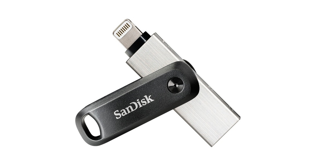 SanDisk iXpand Go 256 GB, USB-Stick(schwarz/silber, USB-A 3.2 Gen 1, Apple Lightning Connector)