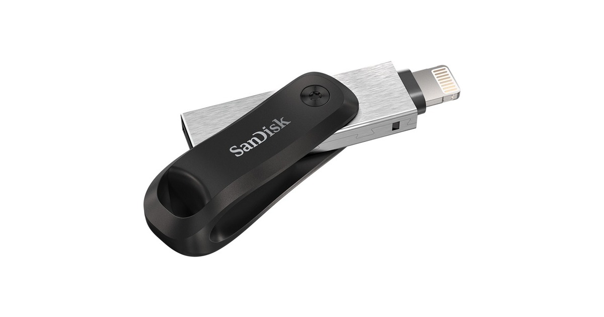 SanDisk iXpand Go 256 GB, USB-Stick(schwarz/silber, USB-A 3.2 Gen 1, Apple Lightning Connector)