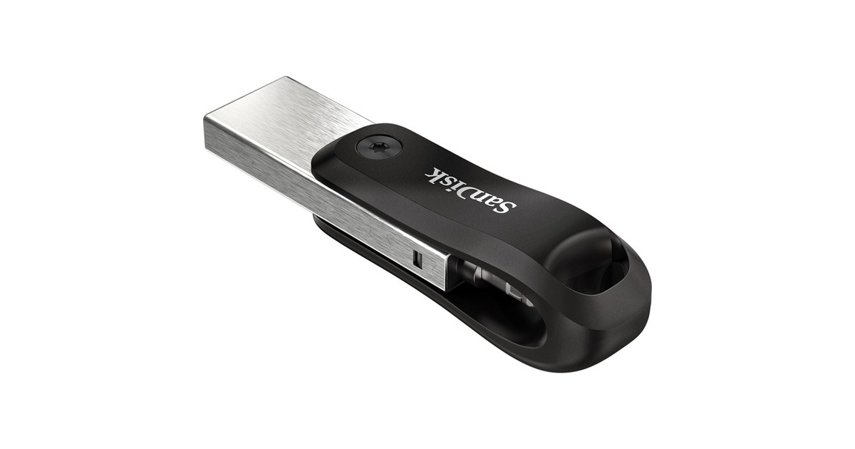 SanDisk iXpand Go 256 GB, USB-Stick(schwarz/silber, USB-A 3.2 Gen 1, Apple Lightning Connector)