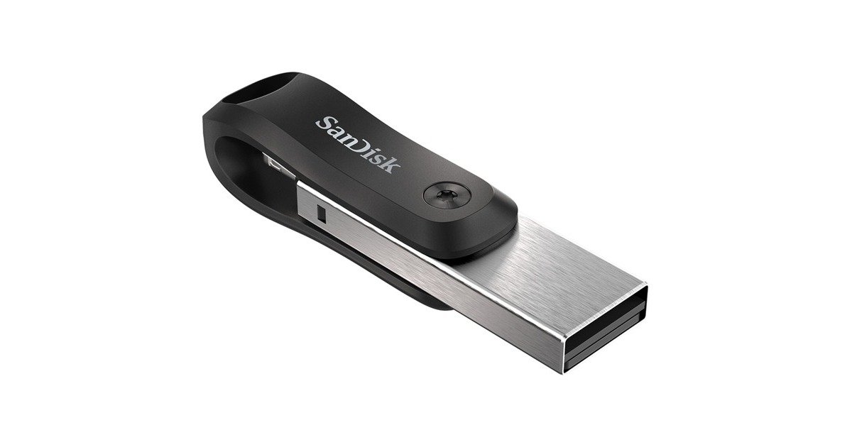 SanDisk iXpand Go 256 GB, USB-Stick(schwarz/silber, USB-A 3.2 Gen 1, Apple Lightning Connector)