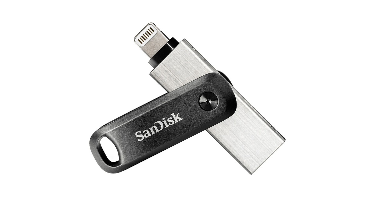 SanDisk iXpand Go 64 GB, USB-Stick(schwarz/silber, USB-A 3.2 Gen 1, Apple Lightning Connector)