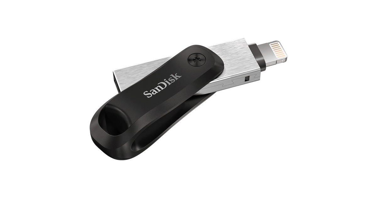 SanDisk iXpand Go 64 GB, USB-Stick(schwarz/silber, USB-A 3.2 Gen 1, Apple Lightning Connector)