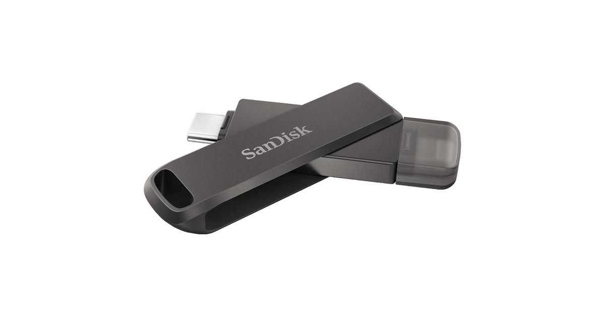 SanDisk iXpand Luxe 128 GB, USB-Stick(schwarz, USB-C 3.2 Gen 1, Apple Lightning Connector)