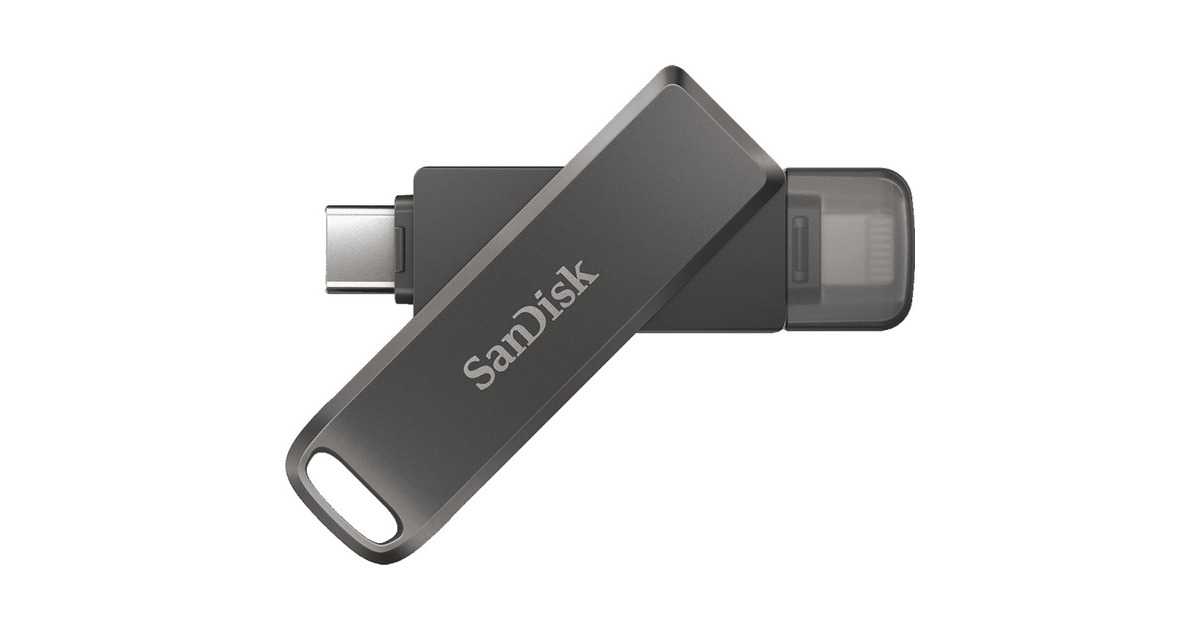 SanDisk iXpand Luxe 128 GB, USB-Stick(schwarz, USB-C 3.2 Gen 1, Apple Lightning Connector)