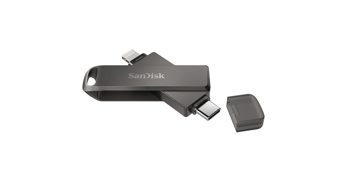 SanDisk iXpand Luxe 256 GB, USB-Stick(schwarz, USB-C 3.2 Gen 1, Apple Lightning Connector)