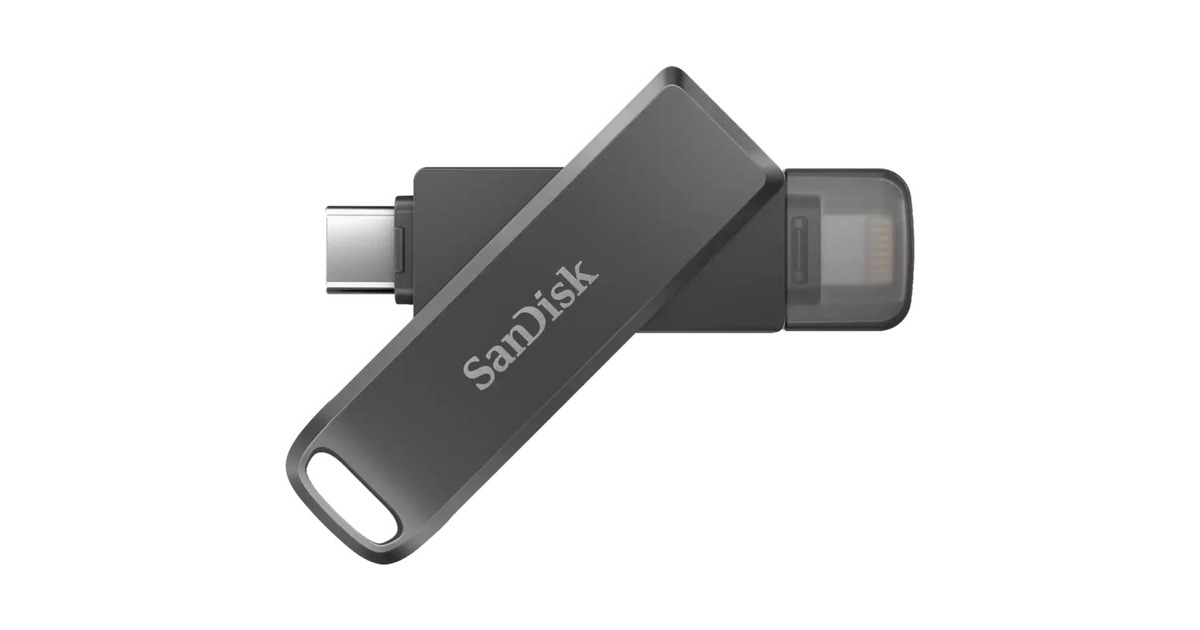 SanDisk iXpand Luxe 64 GB, USB-Stick(schwarz, USB-C 3.2 Gen 1, Apple Lightning Connector)