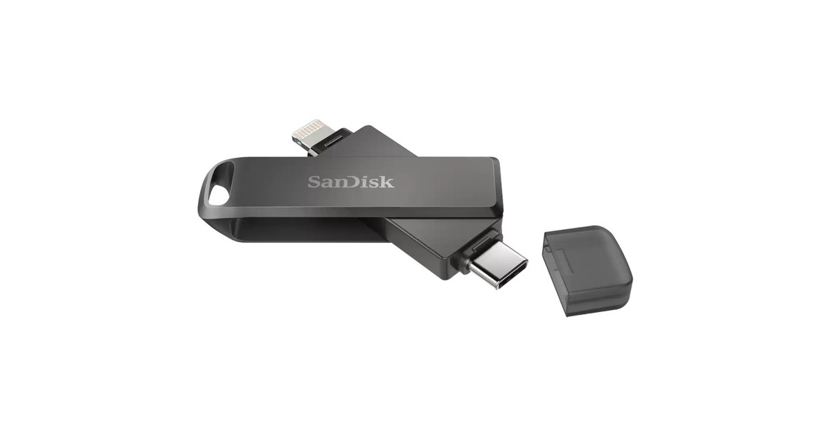 SanDisk iXpand Luxe 64 GB, USB-Stick(schwarz, USB-C 3.2 Gen 1, Apple Lightning Connector)