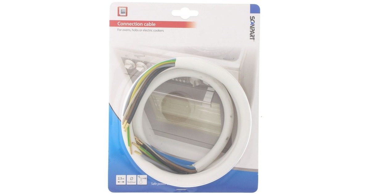 Scanpart Herdanschlussleitung 5x2,5mm², Kabel(weiß, 2,5 Meter)