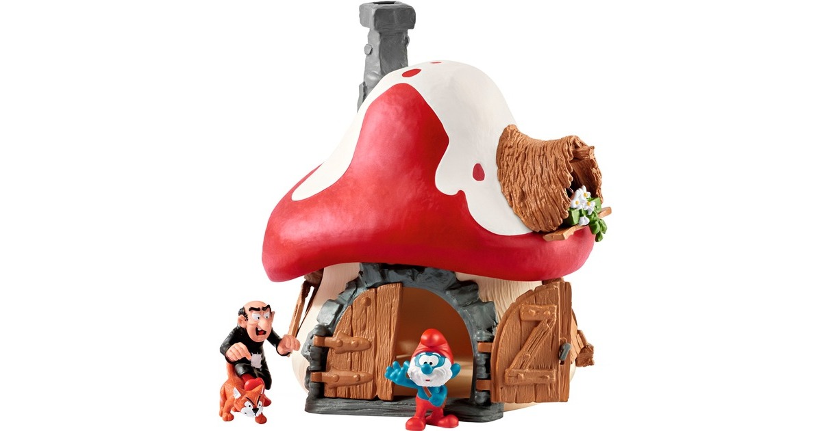Schleich Die Schlümpfe Schlumpf Haus mit 2 Figuren, Spielgebäude