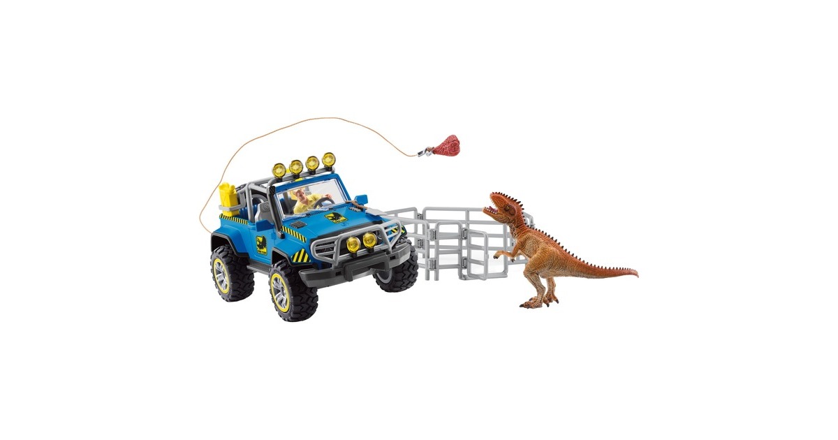 Schleich Dinosaurs Geländewagen mit Dino-Außenposten, Spielfigur