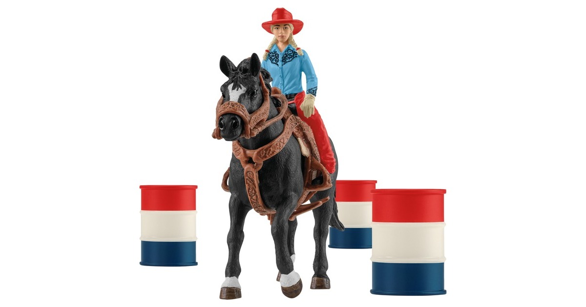Schleich Farm World Barrel Racing mit Cowgirl, Spielfigur