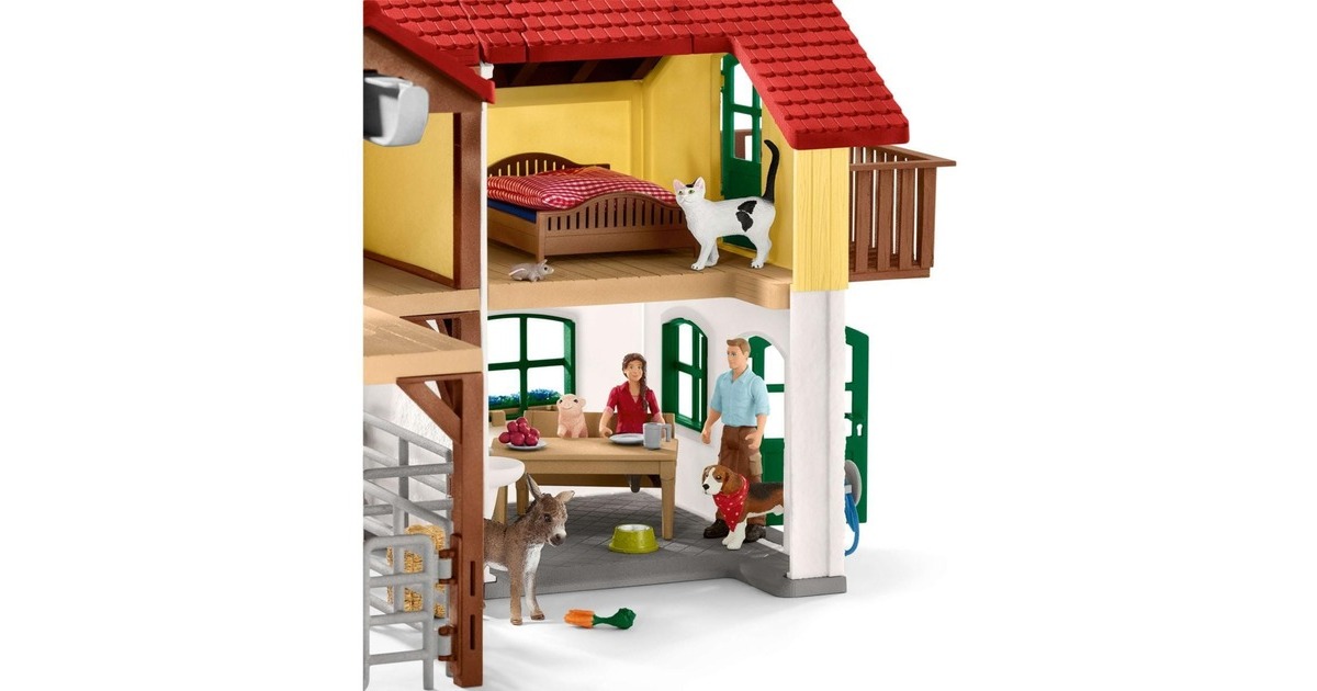 Schleich Farm World Bauernhaus mit Stall und Tieren, Spielfigur