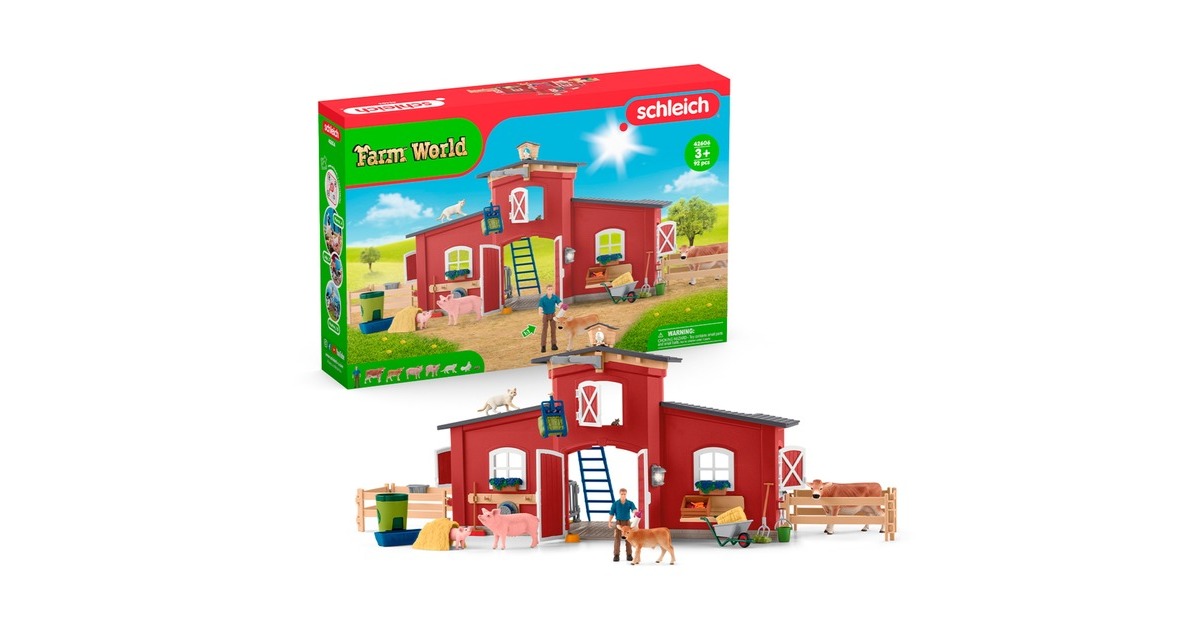 Schleich Farm World Große Farm mit Tieren & Zubehör, Spielgebäude