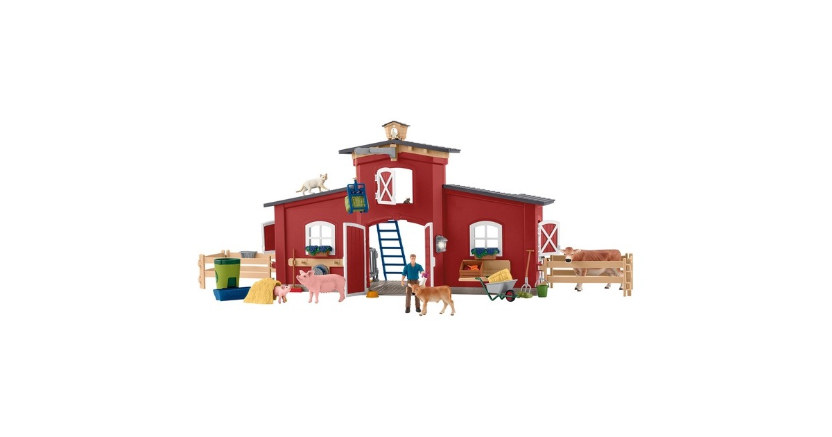 Schleich Farm World Große Farm mit Tieren & Zubehör, Spielgebäude
