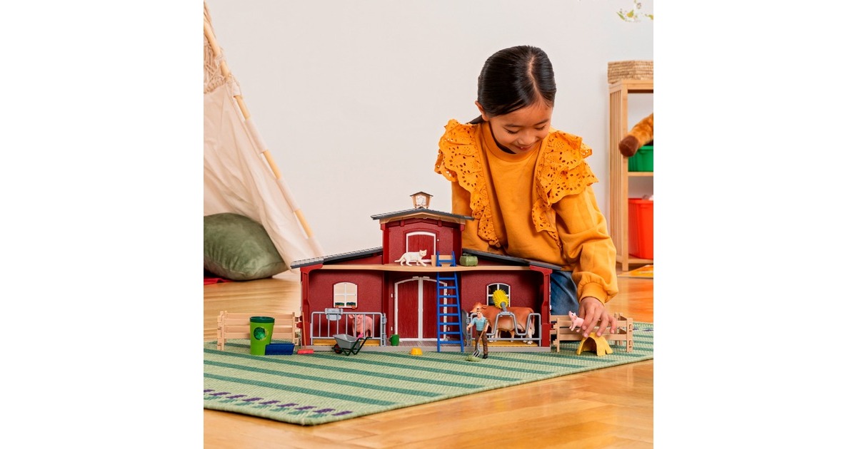 Schleich Farm World Große Farm mit Tieren & Zubehör, Spielgebäude