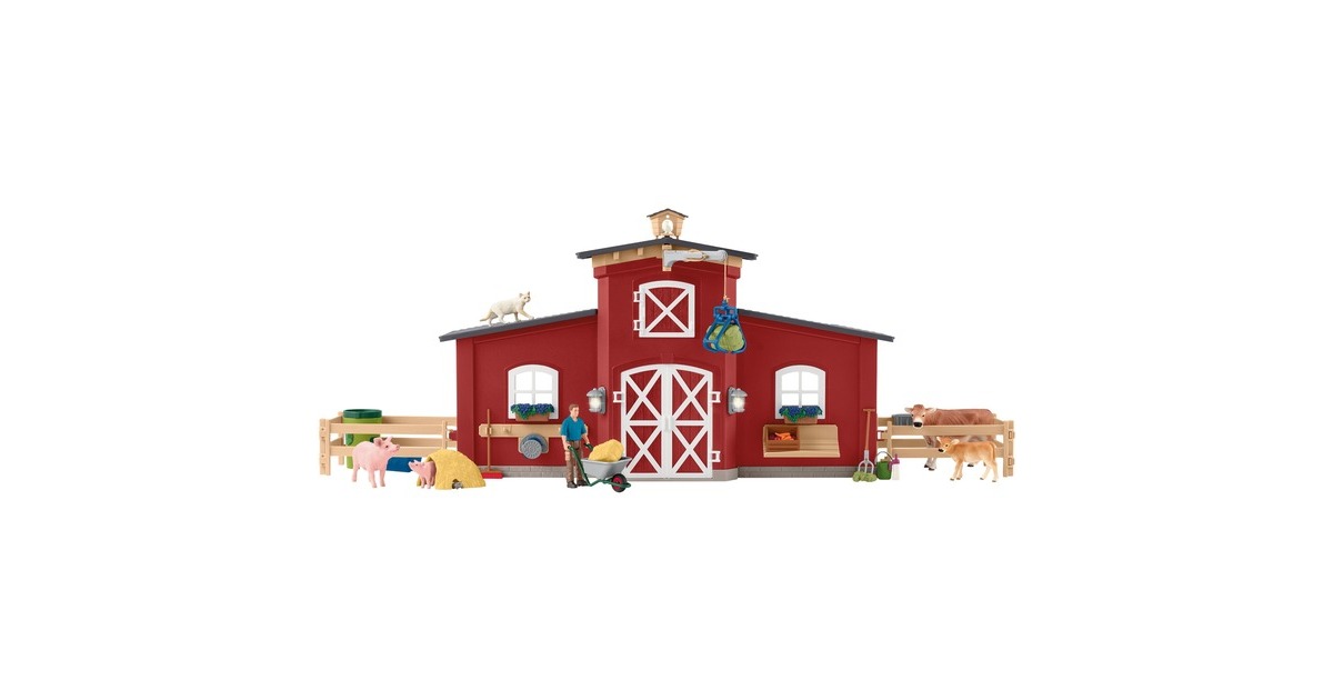 Schleich Farm World Große Farm mit Tieren & Zubehör, Spielgebäude
