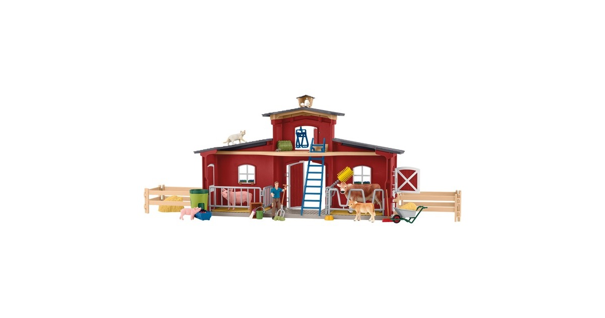 Schleich Farm World Große Farm mit Tieren & Zubehör, Spielgebäude