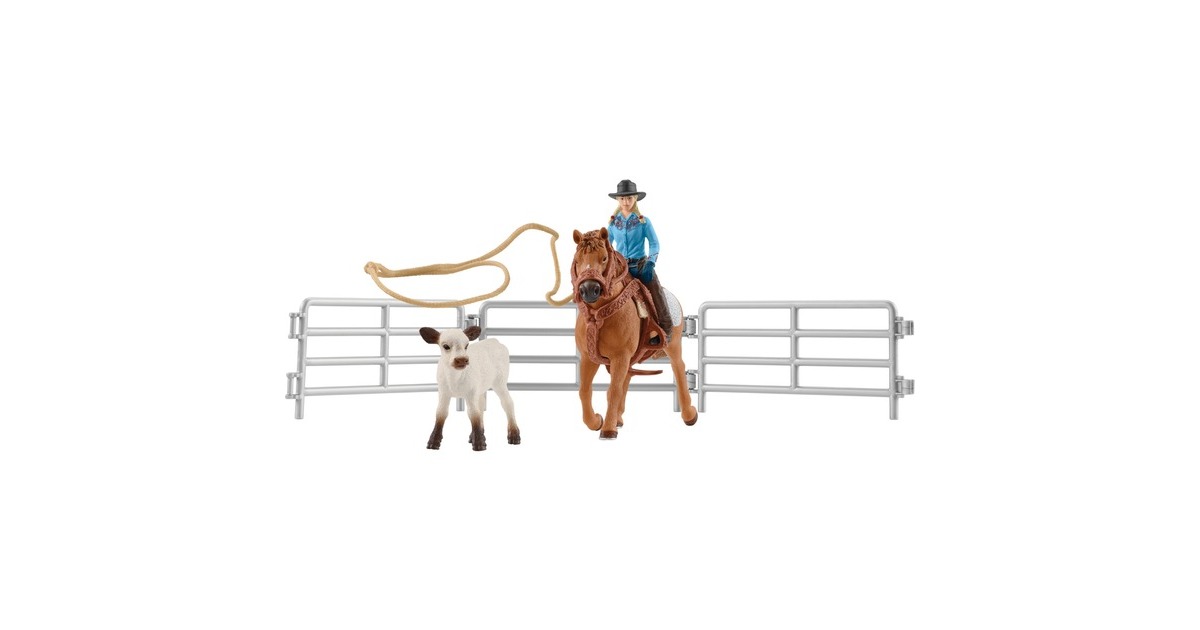 Schleich Farm World Team Roping mit Cowgirl, Spielfigur