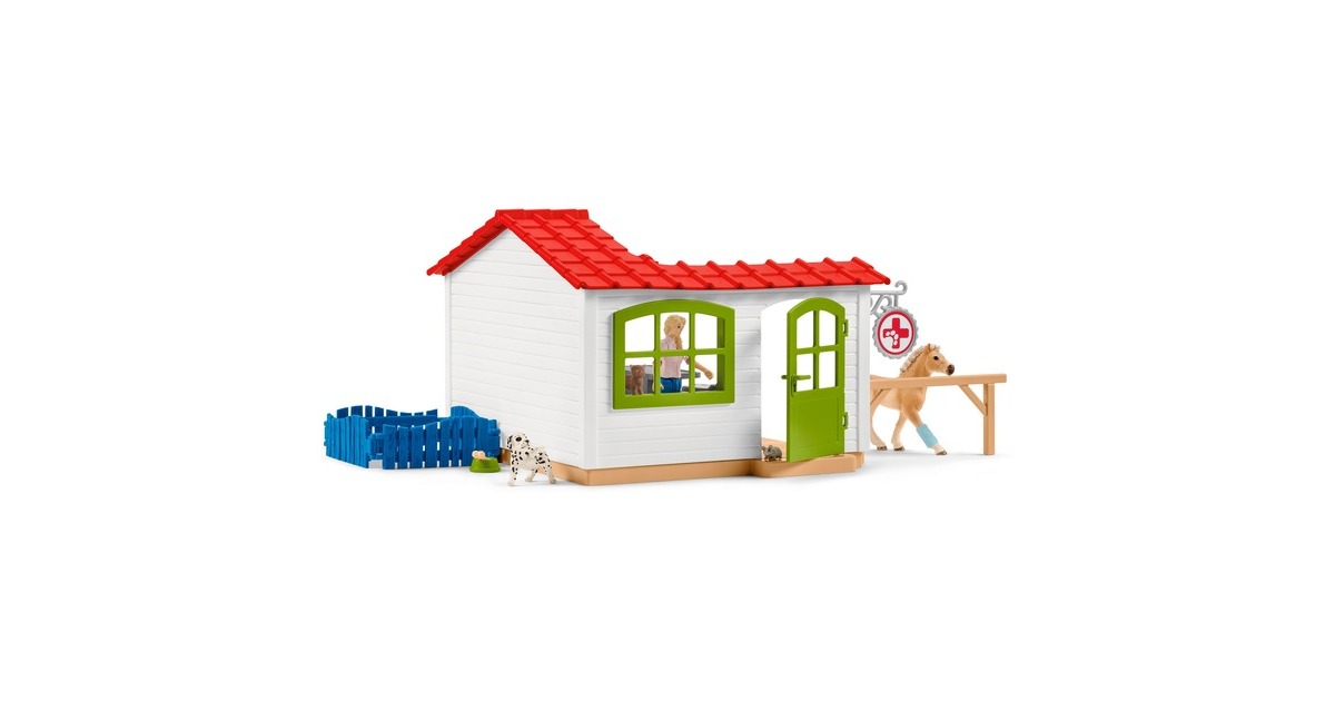 Schleich Farm World Tierarzt-Praxis mit Haustieren, Spielfigur