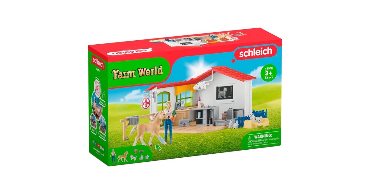 Schleich Farm World Tierarzt-Praxis mit Haustieren, Spielfigur