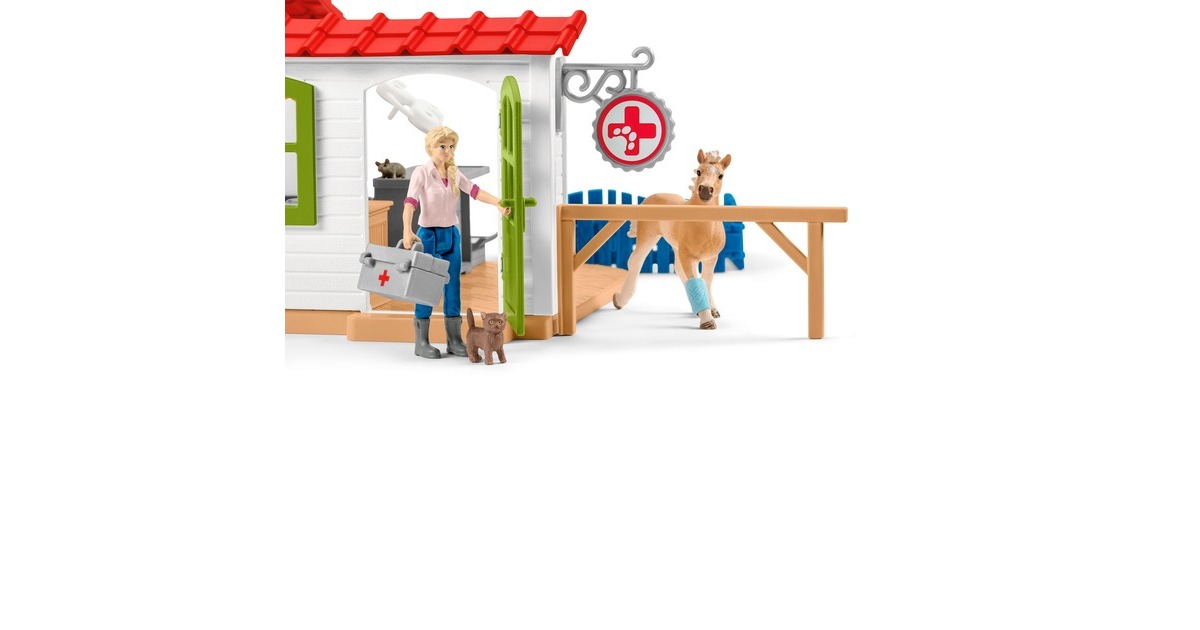 Schleich Farm World Tierarzt-Praxis mit Haustieren, Spielfigur