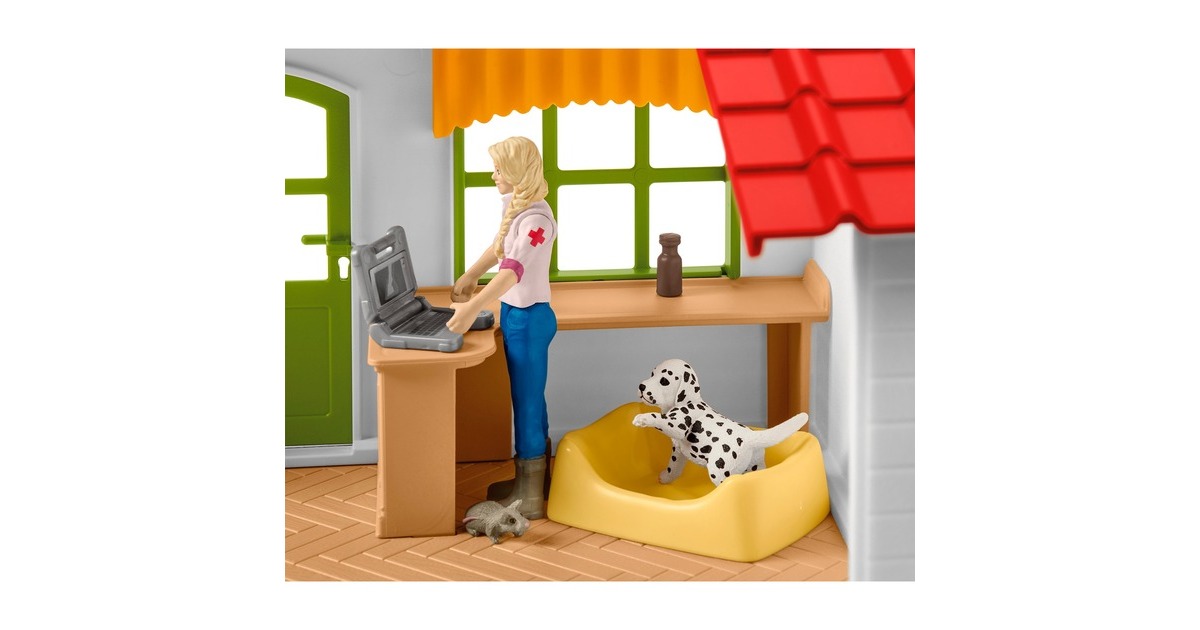 Schleich Farm World Tierarzt-Praxis mit Haustieren, Spielfigur
