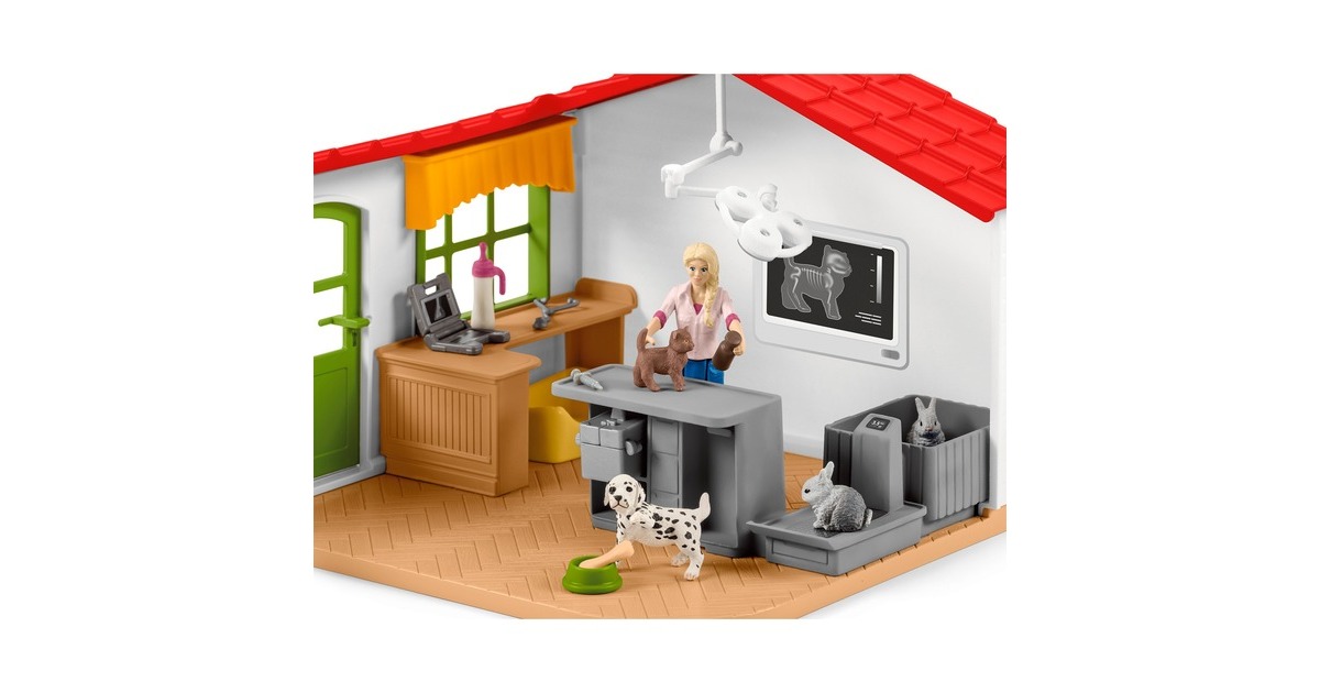 Schleich Farm World Tierarzt-Praxis mit Haustieren, Spielfigur