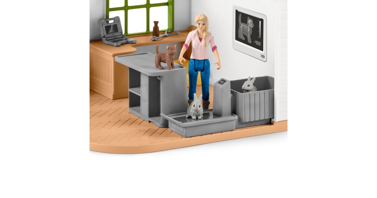 Schleich Farm World Tierarzt-Praxis mit Haustieren, Spielfigur