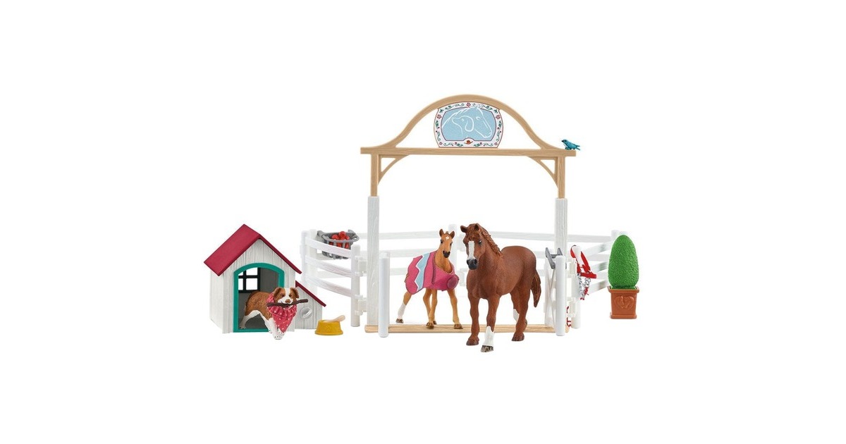 Schleich Horse Club Hannahs Gastpferde mit Hündin Ruby, Spielfigur