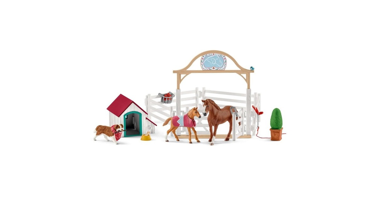 Schleich Horse Club Hannahs Gastpferde mit Hündin Ruby, Spielfigur