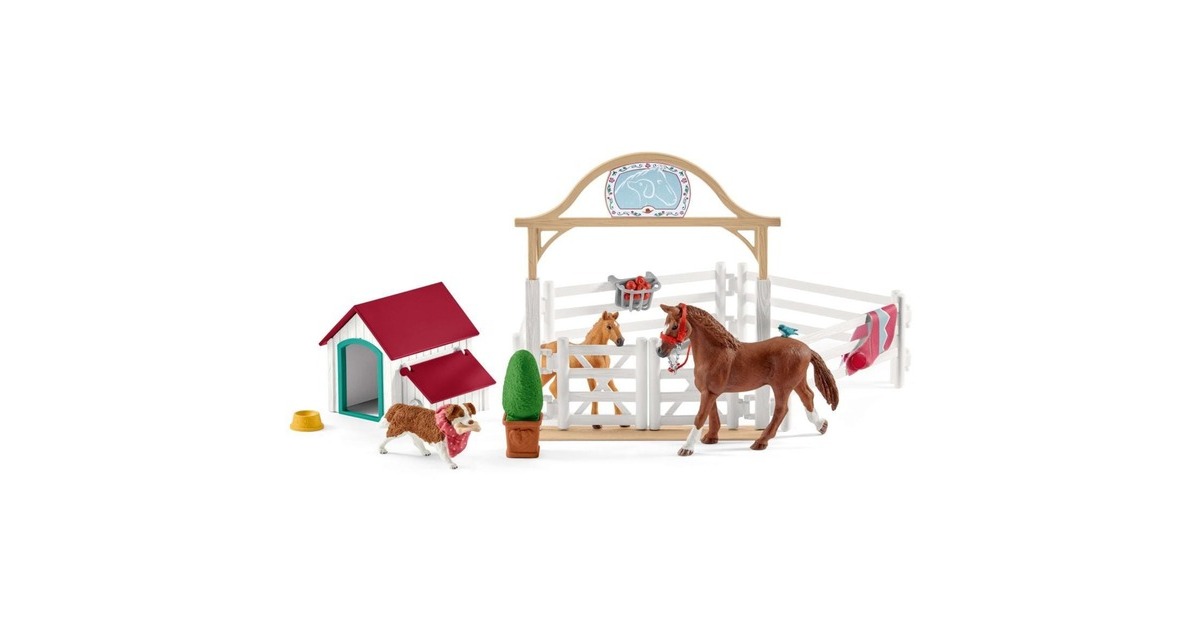 Schleich Horse Club Hannahs Gastpferde mit Hündin Ruby, Spielfigur