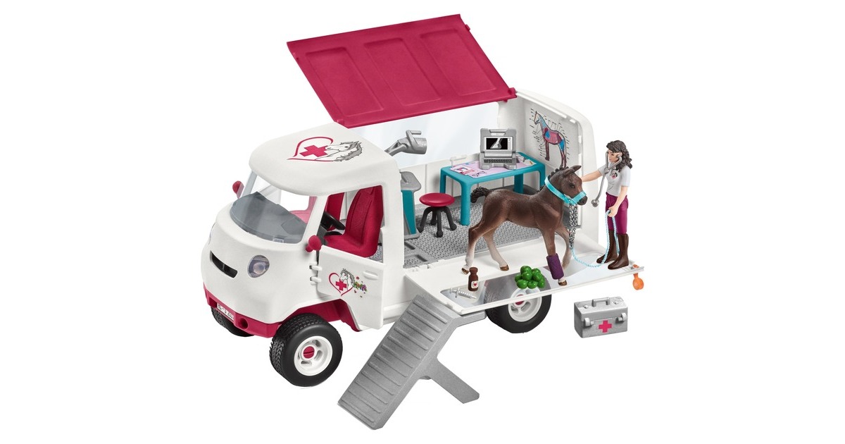 Schleich Horse Club Mobile Tierärztin mit Hannoveraner Fohlen, Spielfahrzeug